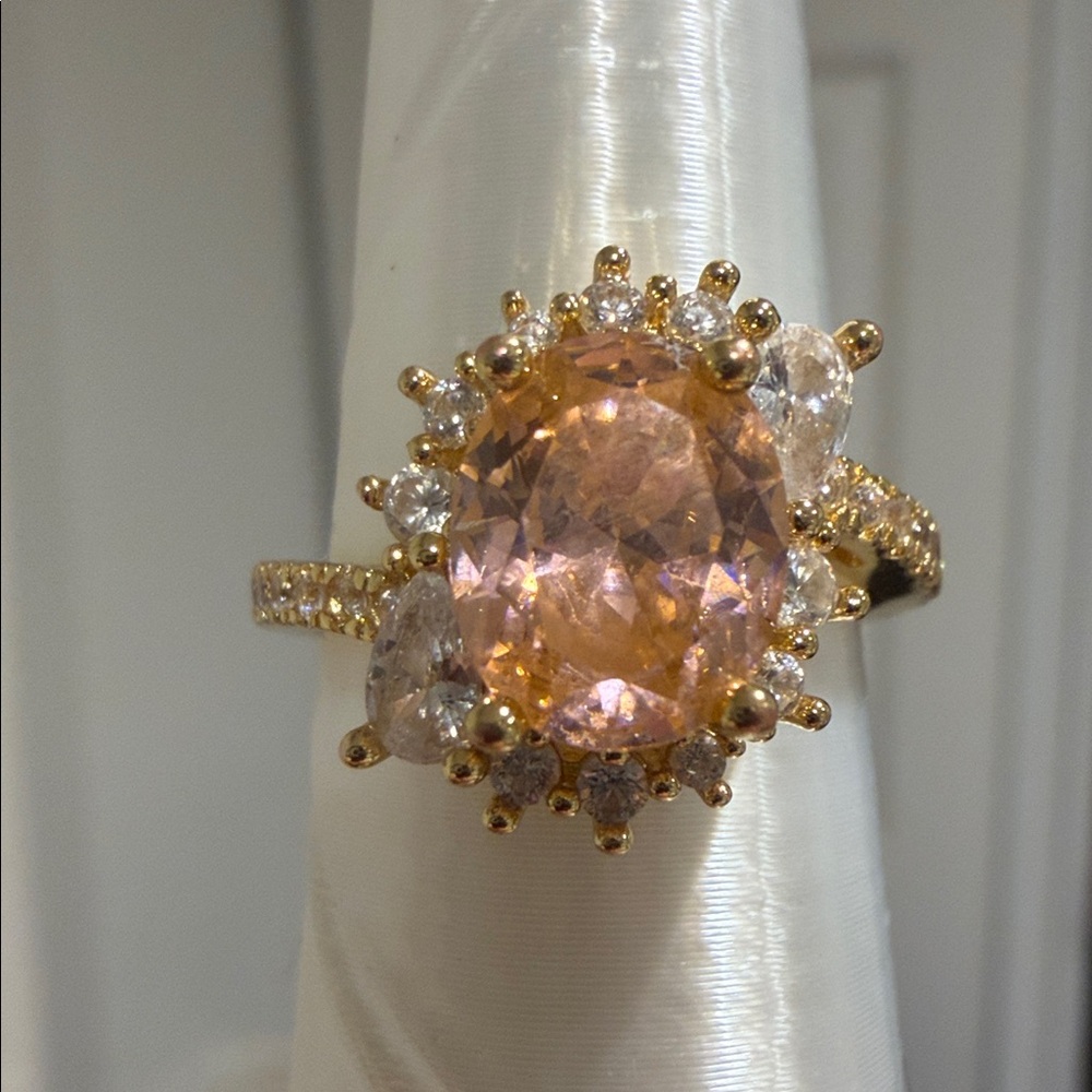 GOLD PLATED - CZ & GEM STONE size 8